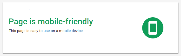 Message describing that the website being tested is mobile friendly