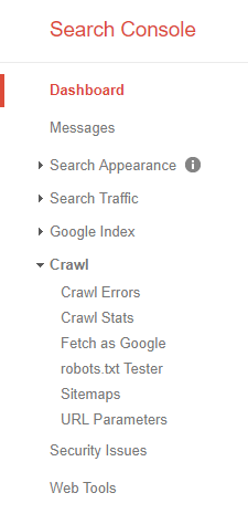 Search Console Menu